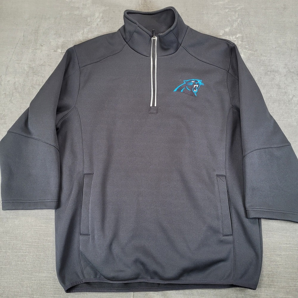 Carolina Panthers NFL Men's Charcoal Quarter Zip Fleece Lined Pullover‎ Size Lg
